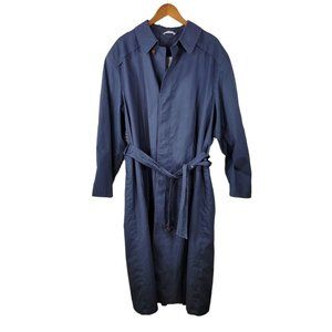 Vintage Kenneth Bernard Mens Size 40 R Trench Coat Overcoat blue Belted duster
